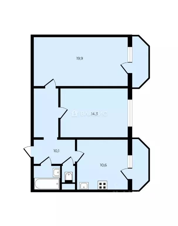 2-к кв. Санкт-Петербург Богатырский просп., 52к1 (58.4 м) - Фото 2