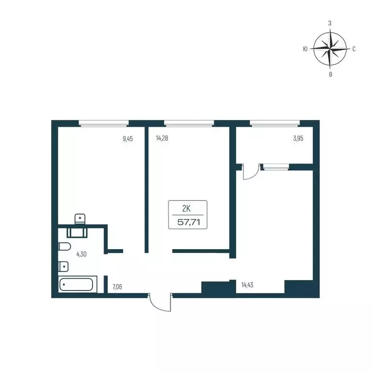 2-комнатная квартира: Янино-1, Цветной бульвар, 9к2 (57.3 м) - Фото 1