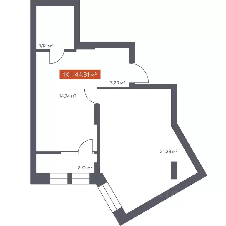 1-к кв. Томская область, Томск Красноармейская ул., 144 (44.81 м) - Фото 1