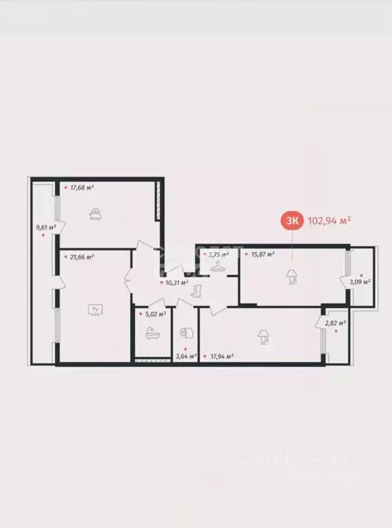 3-к кв. Липецкая область, Липецк Нижняя Логовая ул., 11 (95.6 м) - Фото 2