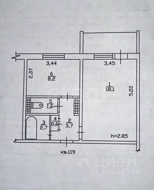 1-к кв. Хабаровский край, Николаевск-на-Амуре Флотская ул., 25 (37.3 ... - Фото 2