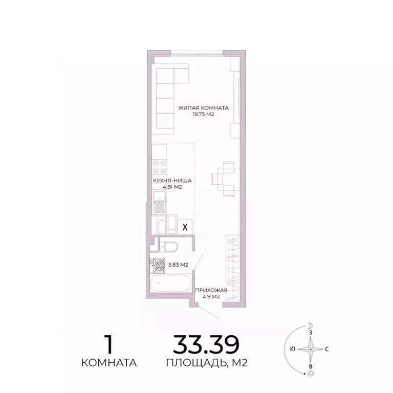 1-к кв. Пензенская область, Пенза Побочинская ул., с18 (33.39 м) - Фото 1