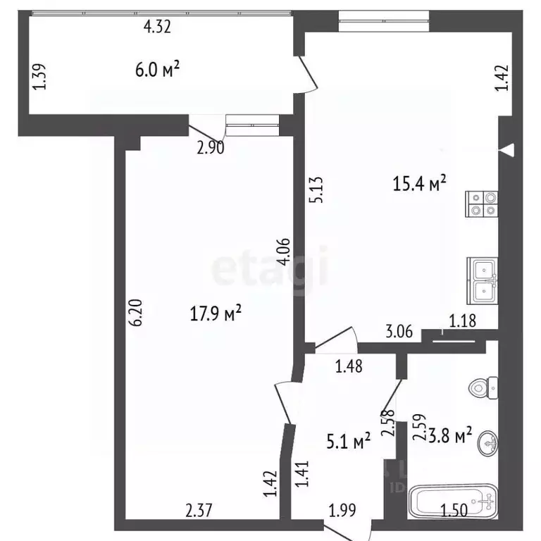 1-к кв. Севастополь ул. Челнокова, 29к1 (41.1 м) - Фото 2
