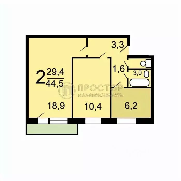 2-к кв. Москва Днепропетровская ул., 5К3 (44.5 м) - Фото 1