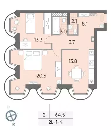 2-к кв. Москва ул. Архитектора Щусева, 5к2 (64.5 м) - Фото 1