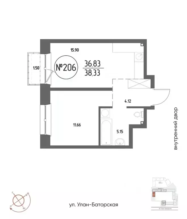 1-к кв. Иркутская область, Иркутск Макс жилой комплекс (38.33 м) - Фото 1