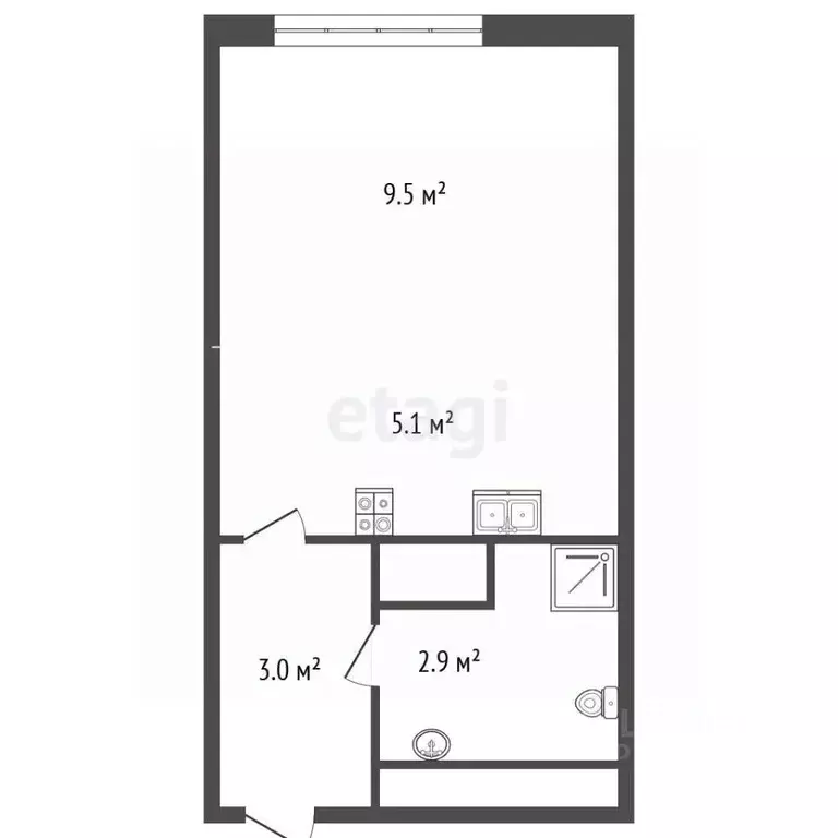 Студия Санкт-Петербург ул. Пахомовская, 14к2 (21.0 м) - Фото 2