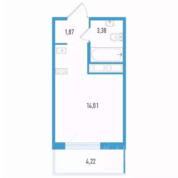 Студия Санкт-Петербург Аэросити Лайф жилой комплекс (20.53 м) - Фото 1