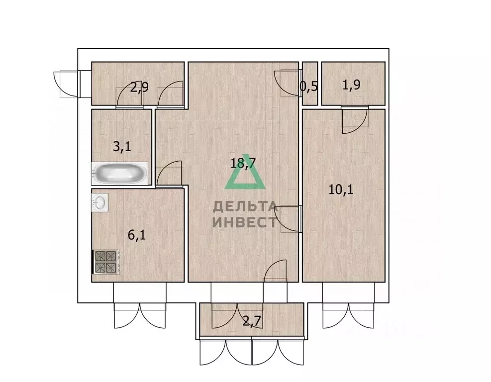 2-к кв. Башкортостан, Уфа ул. Пархоменко, 108 (44.7 м) - Фото 2