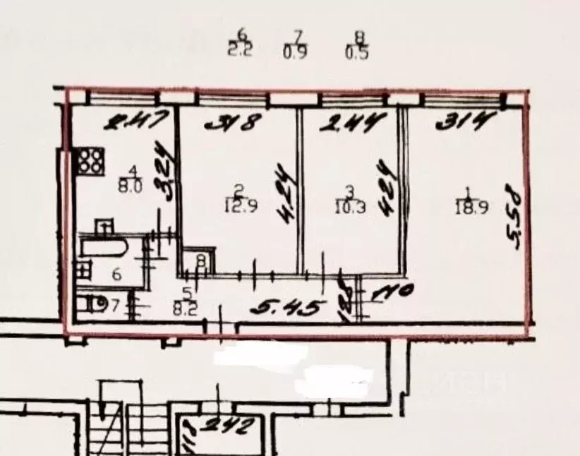 3-к кв. Санкт-Петербург ул. Ушинского, 39К1 (61.9 м) - Фото 2