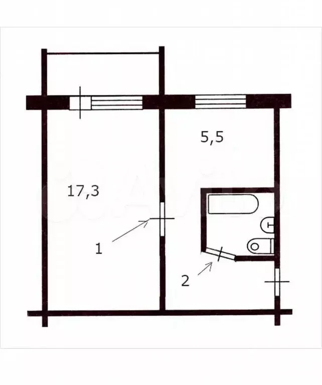 1-к. квартира, 25 м, 5/5 эт. - Фото 0