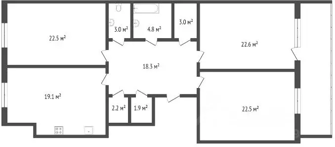 3-к кв. Тюменская область, Тюмень Комсомольская ул., 13 (119.3 м) - Фото 1