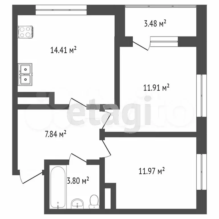 2-к. квартира, 50 м, 15/16 эт. - Фото 0