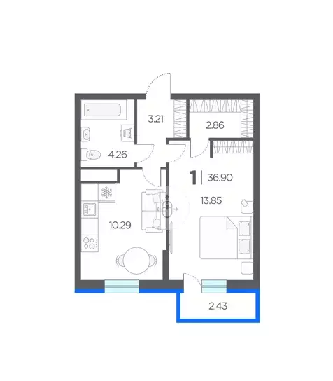 Продаётся 1-к квартира, 36.9 м - Фото 0