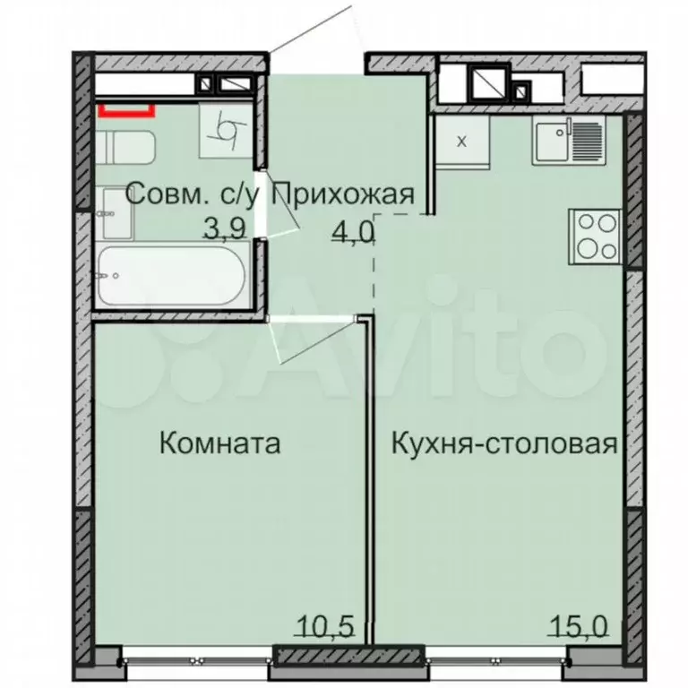 1-к. квартира, 33,4м, 1/18эт. - Фото 0