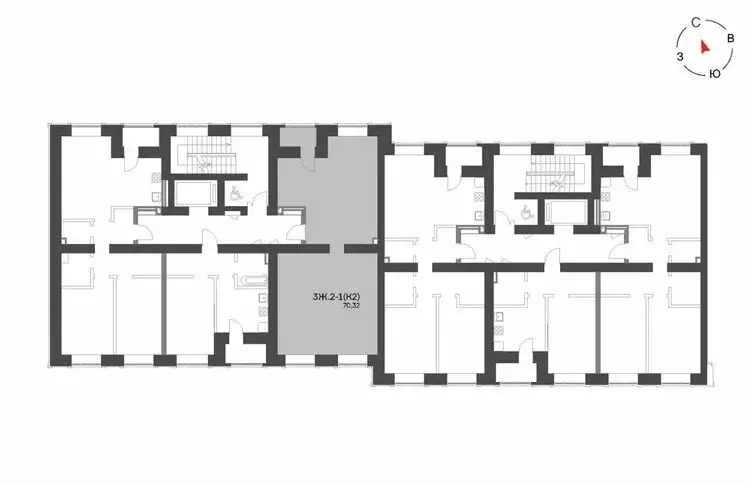 3-комнатная квартира: Нижнекамск, 15-й микрорайон, ЖК Калина (70.32 м) - Фото 1