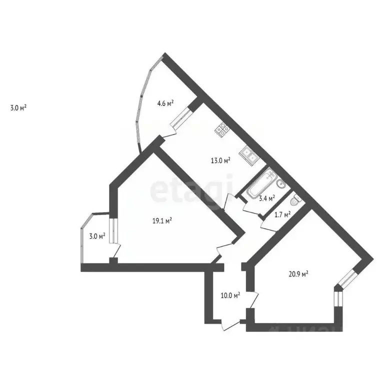 2-к кв. Тамбовская область, Тамбов ул. Чичерина, 7/1к1 (67.4 м) - Фото 2