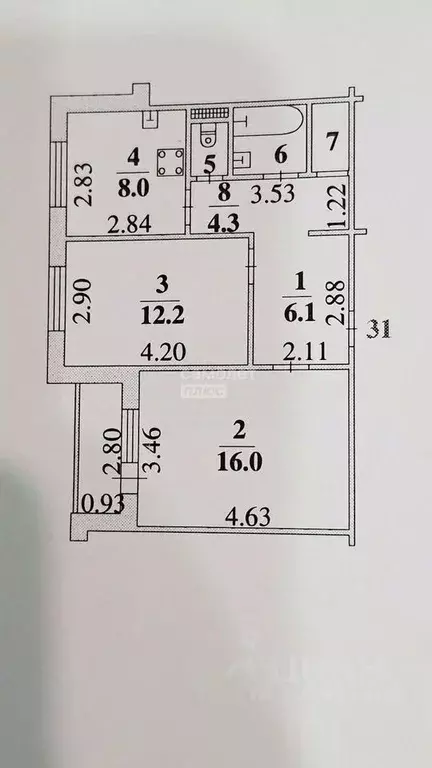 2-к кв. Липецкая область, Липецк ул. А.Г. Стаханова, 8 (51.6 м) - Фото 2