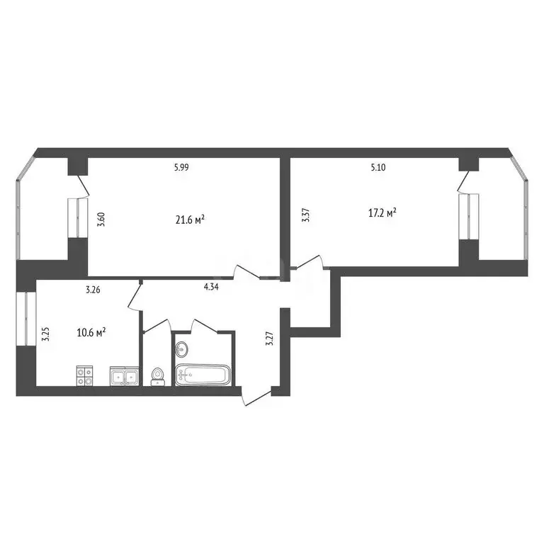 2-комнатная квартира: Майский, Садовая улица, 10 (64.7 м) - Фото 1