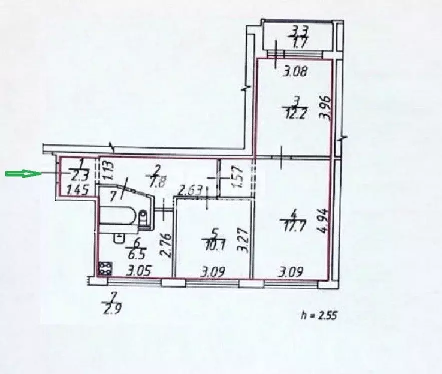 3-к кв. Санкт-Петербург Софийская ул., 42К2 (59.5 м) - Фото 0