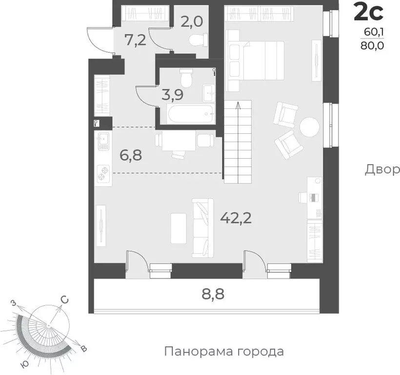 2-комнатная квартира: Новосибирск, улица Аэропорт, 62 (80 м) - Фото 0