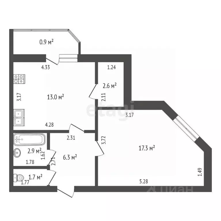 1-к кв. Мордовия, Саранск ул. Коваленко, 7А (46.0 м) - Фото 0