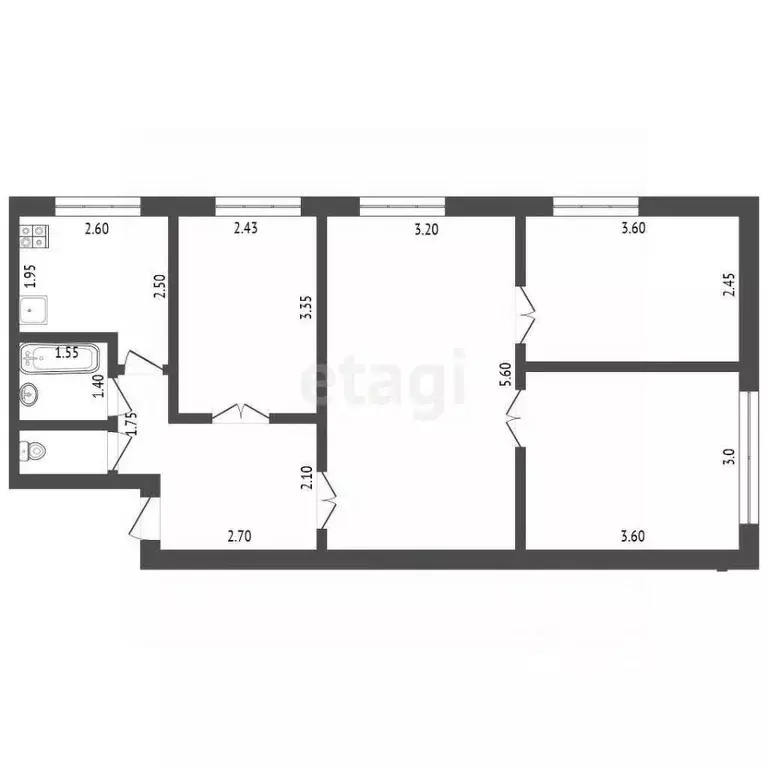 4-к кв. Саха (Якутия), Якутск ул. Дзержинского, 25/1 (61.7 м) - Фото 2