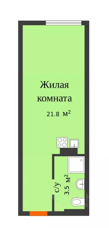 Студия Красноярский край, Красноярск ул. Лесников, 43Б (21.8 м) - Фото 2