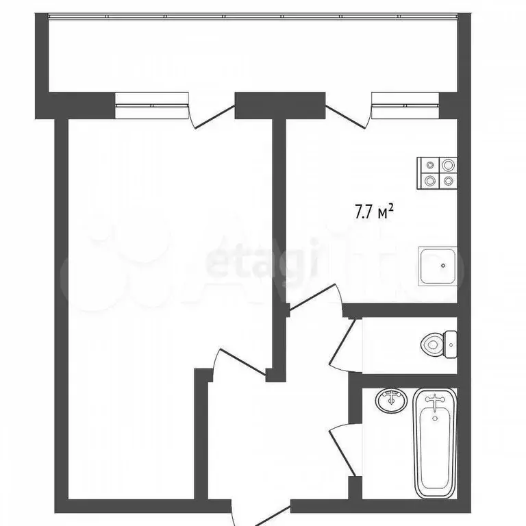 1-к. квартира, 38,7 м, 9/9 эт. - Фото 0