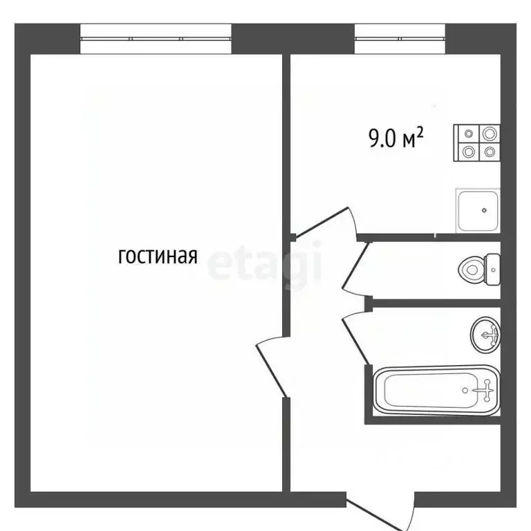 1-к кв. Ямало-Ненецкий АО, Муравленко ул. Муравленко, 12 (38.7 м) - Фото 2