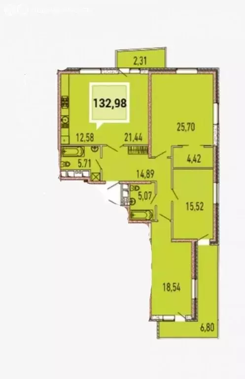 3-комнатная квартира: Краснодар, Старокубанская улица, 137к2 (132.98 ... - Фото 0