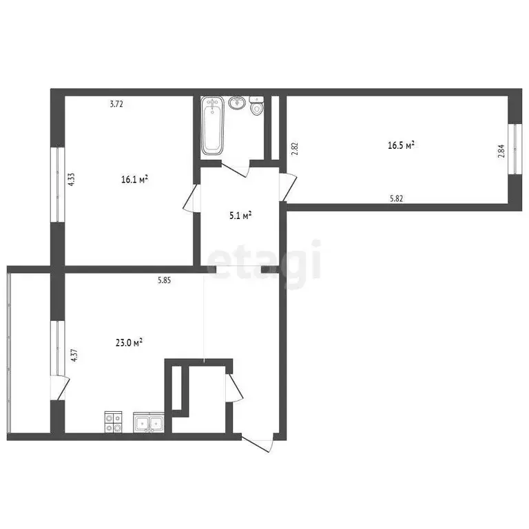 2-комнатная квартира: Челябинск, улица Скульптора Головницкого, 26 ... - Фото 1