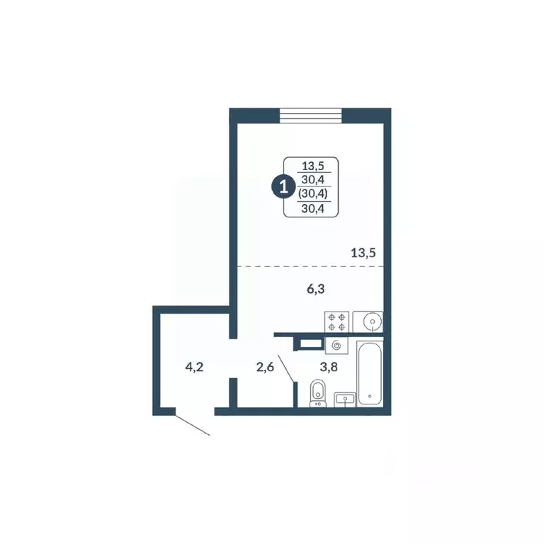 Студия Кировская область, Киров Скандинавия жилой комплекс (30.4 м) - Фото 0