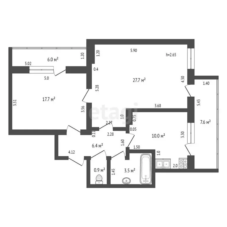 2-комнатная квартира: Анапа, улица Ленина, 173к5 (79.8 м) - Фото 1