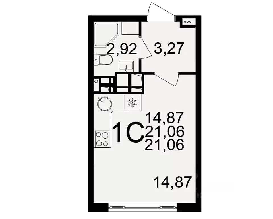 1-к кв. Тульская область, Тула  (21.06 м) - Фото 0