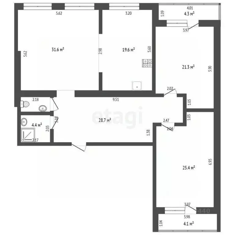 3-к кв. Тюменская область, Тюмень Водопроводная ул., 6к1 (133.4 м) - Фото 2