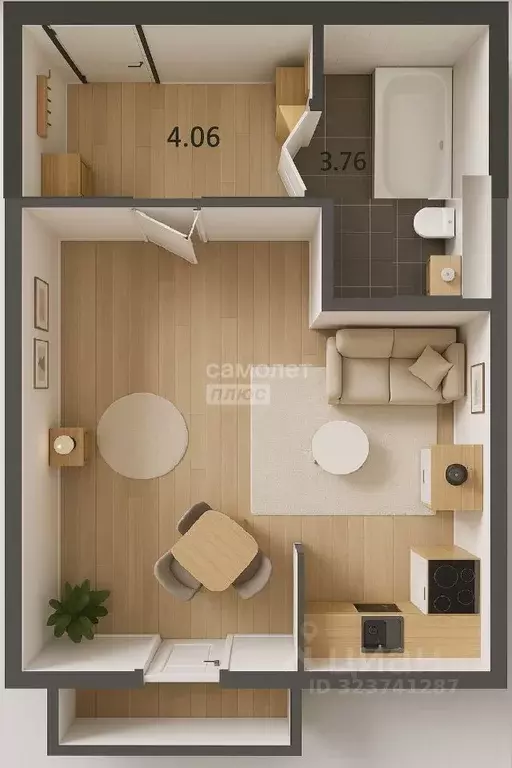 Студия Челябинская область, Челябинск ул. Блюхера, 125Г (24.0 м) - Фото 1