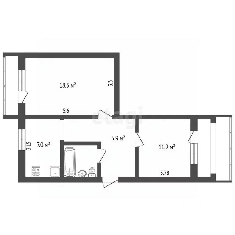 2-к кв. Крым, Бахчисарайский район, Куйбышево пгт ул. Родниковая, 49 ... - Фото 2