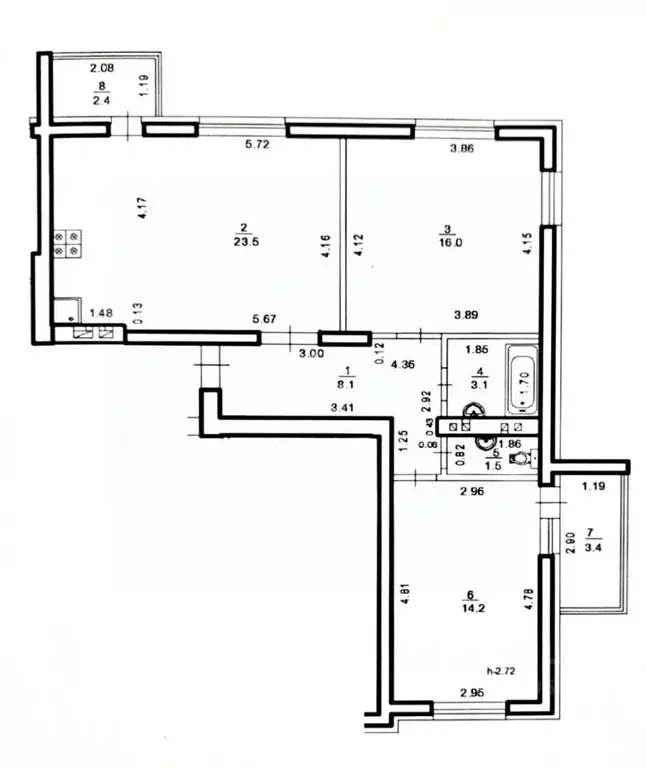 3-к кв. Башкортостан, Уфа ул. Бану Валеевой, 5 (72.0 м) - Фото 1