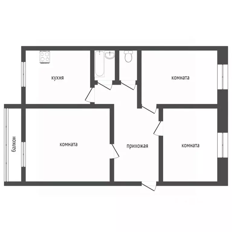 3-к кв. Курганская область, Курган Галкинская ул., 53 (58.5 м) - Фото 2