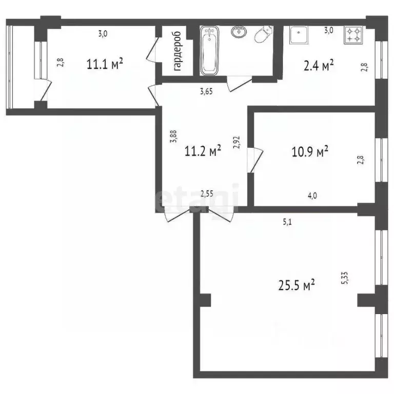 3-к кв. Красноярский край, Емельяново пгт ул. Аэропорт, 3 (59.0 м) - Фото 2