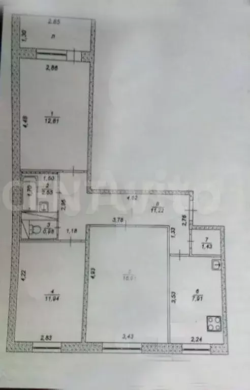 3-к. квартира, 67,1 м, 5/9 эт. - Фото 0