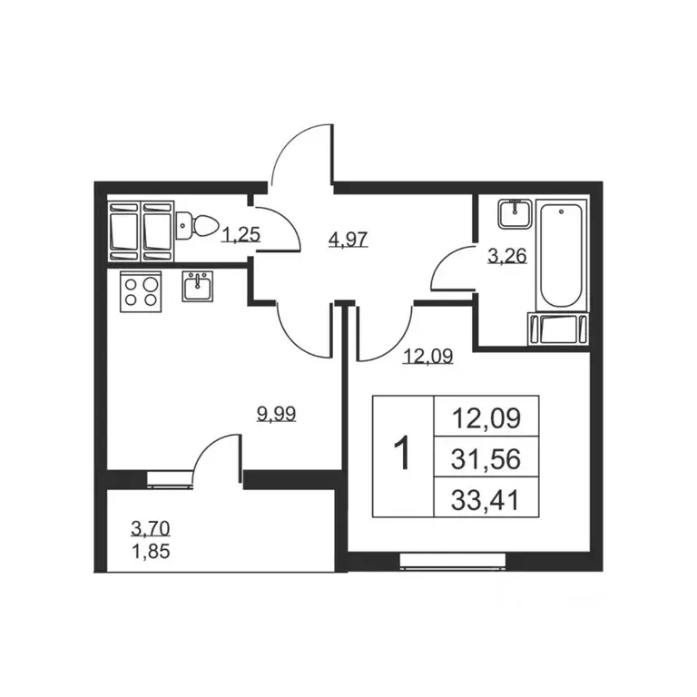 1-к кв. Ленинградская область, Всеволожский район, пос. Бугры ул. ... - Фото 1