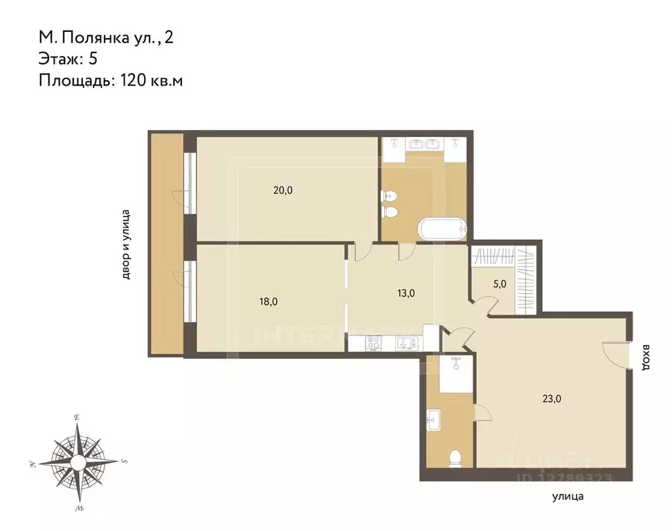 3-к кв. Москва ул. Малая Полянка, 2 (120.0 м) - Фото 2
