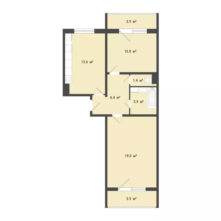 Продаётся 2-к квартира, 55.1 м - Фото 0