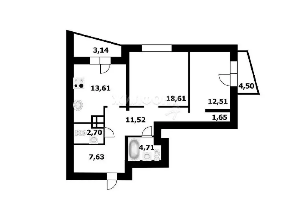 2-комнатная квартира: Новосибирск, улица Семьи Шамшиных, 26/1 (74.5 м) - Фото 0