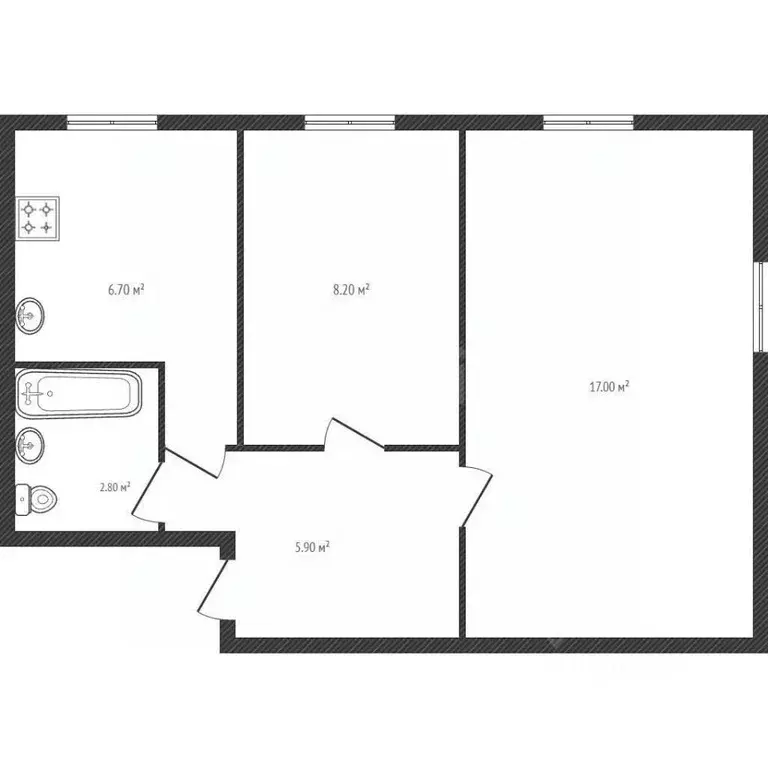 2-к кв. Брянская область, Брянск ул. Молодой Гвардии, 75 (40.8 м) - Фото 2