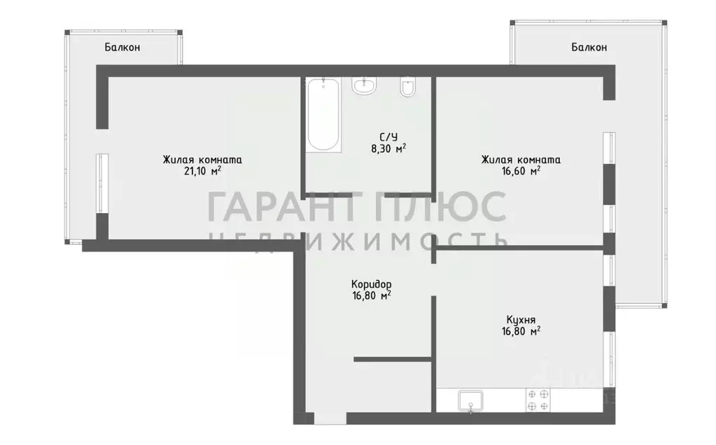 2-к кв. Липецкая область, Липецк ул. Гоголя, 37 (79.6 м) - Фото 2