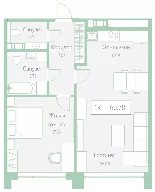 1-к кв. Хабаровский край, Хабаровск Доступный пер., 14 (66.78 м) - Фото 1