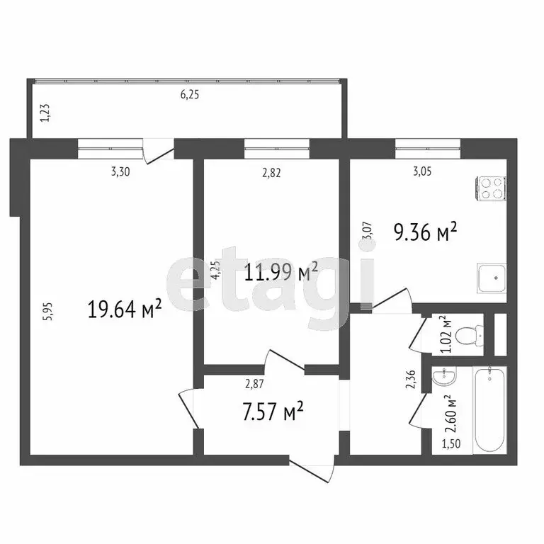 2-комнатная квартира: Ульяновск, улица Шолмова, 5 (56 м) - Фото 1